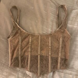 Nude lace corset bustier top